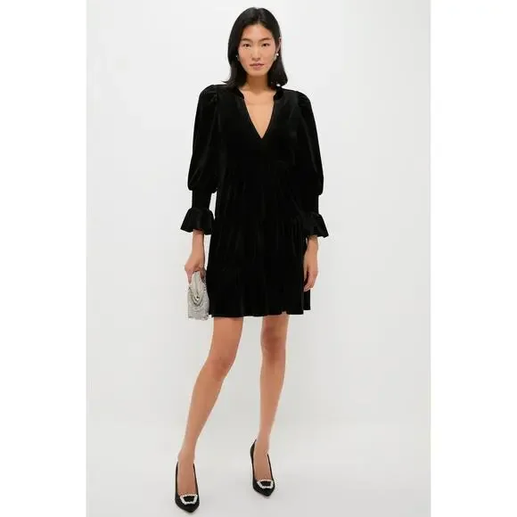 Tuckernuck Velvet Kenzo Dress Size S Black Preppy Holidays Party Pomander Place - Picture 4 of 14